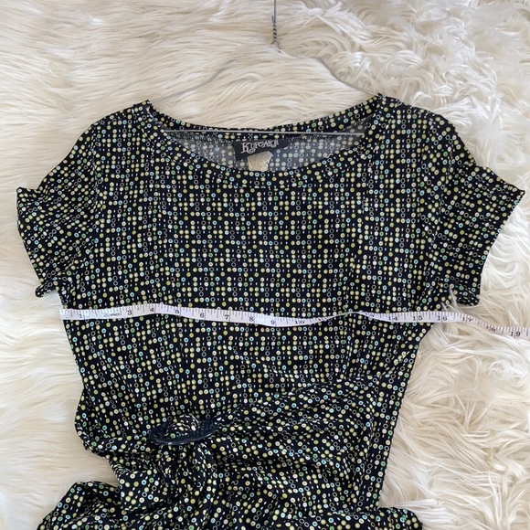 Kupcake green black boat neck short sleeve midi maxi tie front shortsleeve dress - Picture 12 of 17